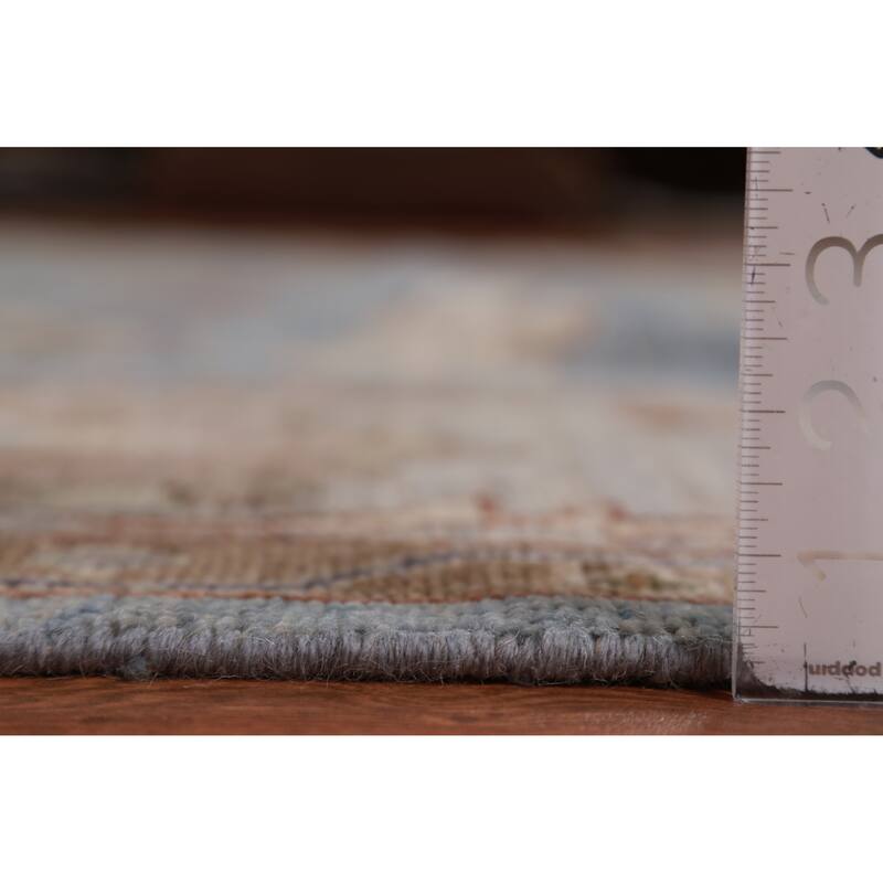 Hand Knotted Oriental 100% Wool Carpet Transitional All-Over Navy Blue & Blues Oushak Area Rug - 9' 11'' X 8' 0''
