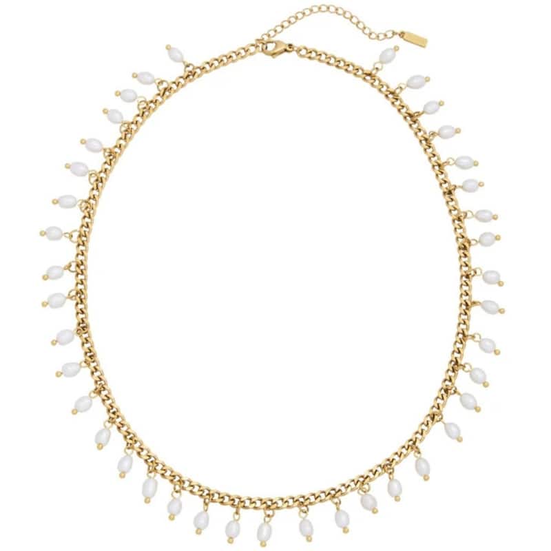 Bliss Diamond Vicentina Yellow Gold Plated 16" Fresh Water Pearl Necklace