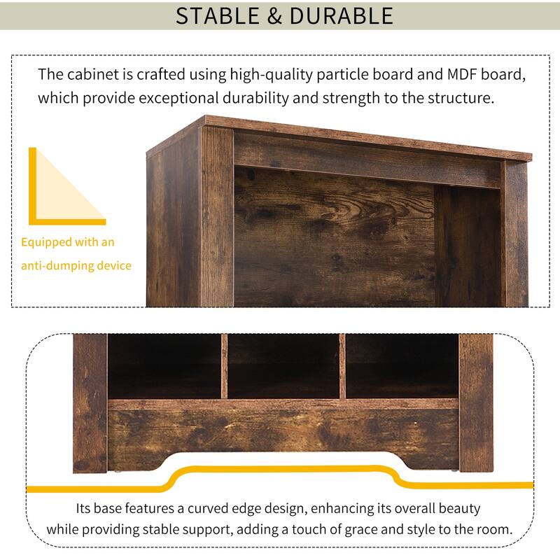 30 Shoe Cubby Console, Contemporary Shoe Cabinet with Multiple Storage Capacity, Free Standing Tall Cabinet with Versatile Use