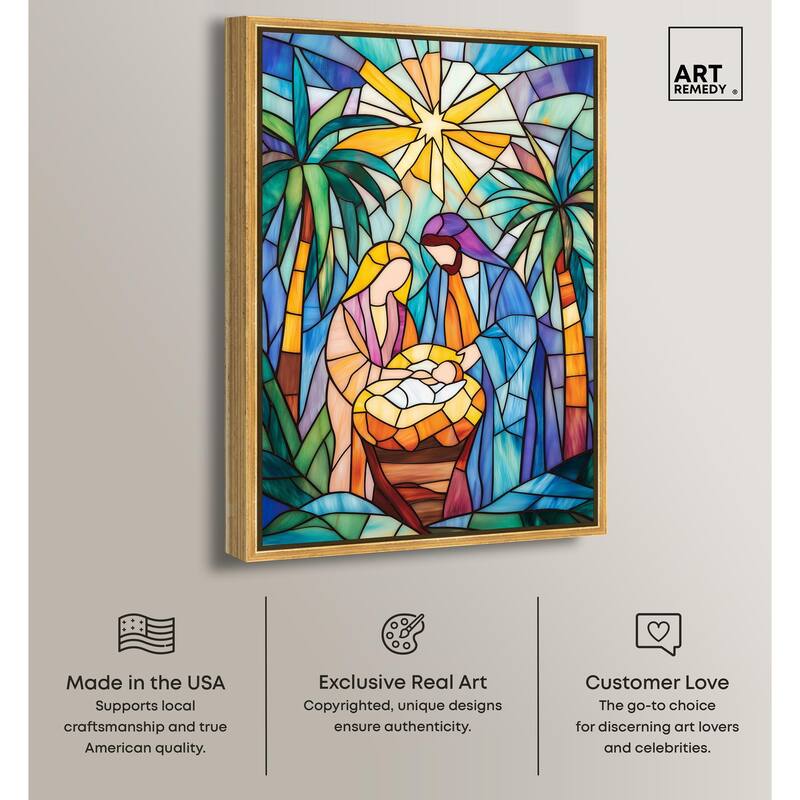 Holy Family Framed in Glass Canvas by Art Remedy