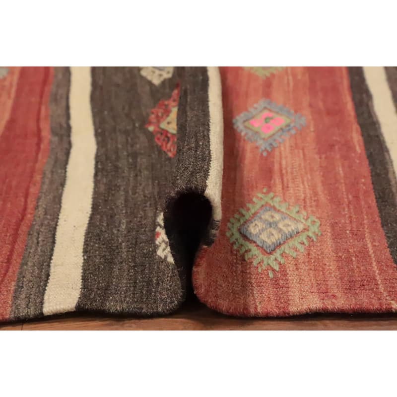 Hand Woven Oriental 100% Wool Carpet Southwestern Tribal Multi-Colored Kilim Area Rug - 10' 4'' X 5' 9''