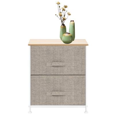 Night Stand/End Table Storage Tower with Sturdy Steel Frame,Linen