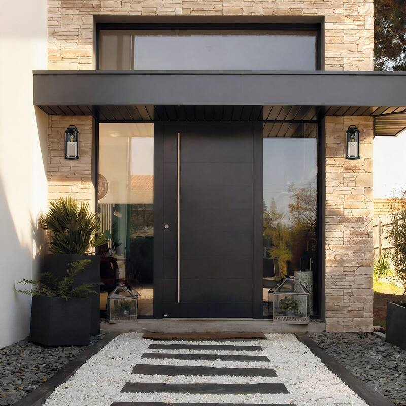 Matte Black Farmhouse Outdoor Wall Lantern Sconce - 3 Variants (11in 1-Light/14in 1-Light/17in 3-Light), Clear Glass, Wet Rated