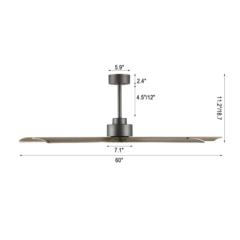 WINGBO 60" Solid Wood DC Motor Indoor Ceiling Fan with Remote·