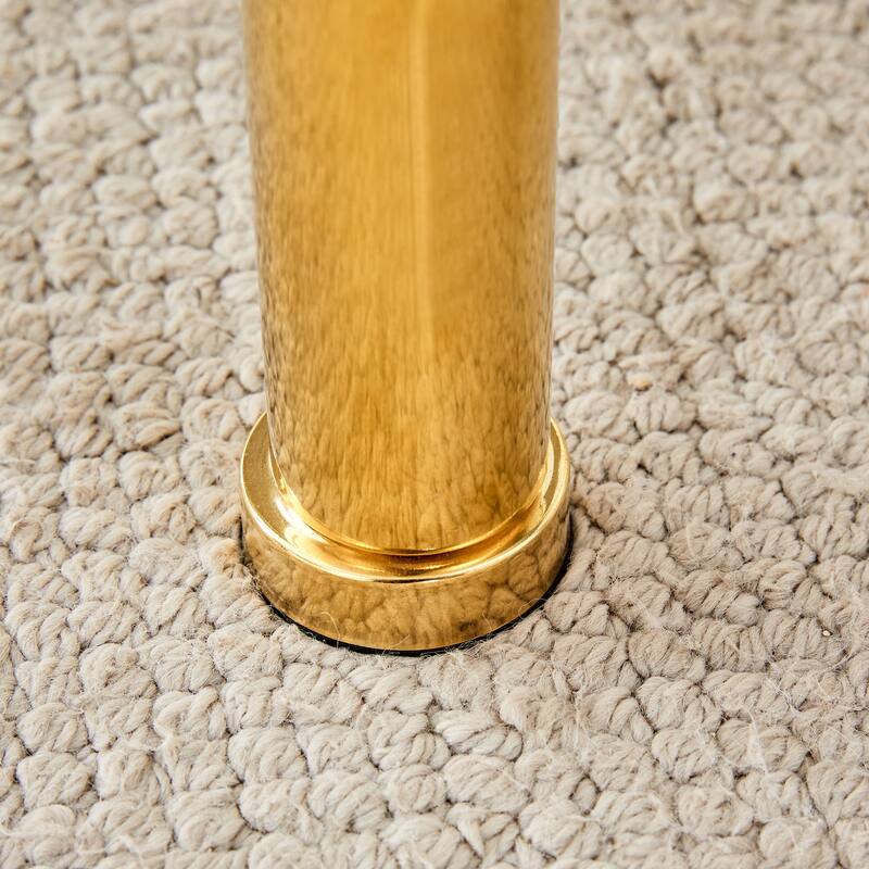 Modern Minimalist Coffee Table 2 Tier Coffee Table with Cylindrical Gold Plated Iron Pipe and Anti-slip Mat, for Living Room