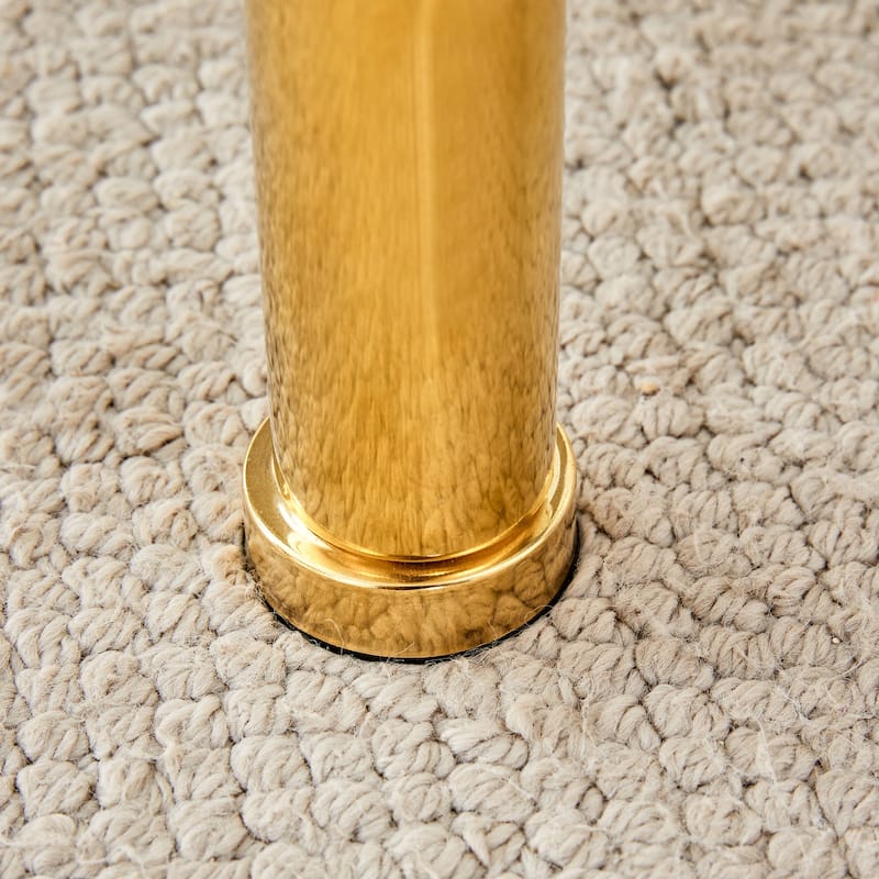 Roomfitters Double Layer Glass Coffee Table with Gold Legs, 27.5" Top and 23.6" Bottom, Modern Minimalist Design