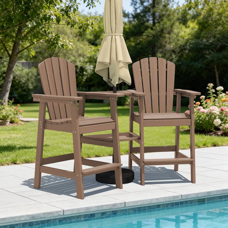 Outdoor Tall Adirondack Chair Set of 2 with Connecting Tray