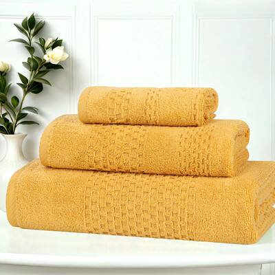 Superior Playa Zero Twist Cotton Solid Waffle Textured 3 Piece Towel Set