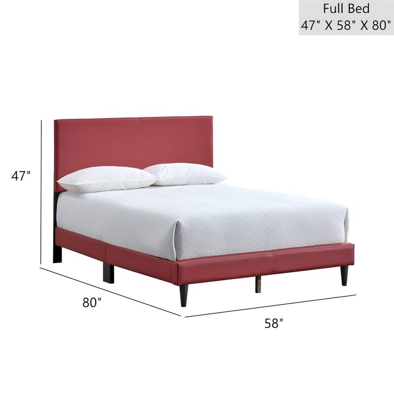 Faux Leather Upholstered Bed Frame Platform Bed w/Adjustable Headboard, Wood Slats Support, No Box Spring Needed, Easy Assembly