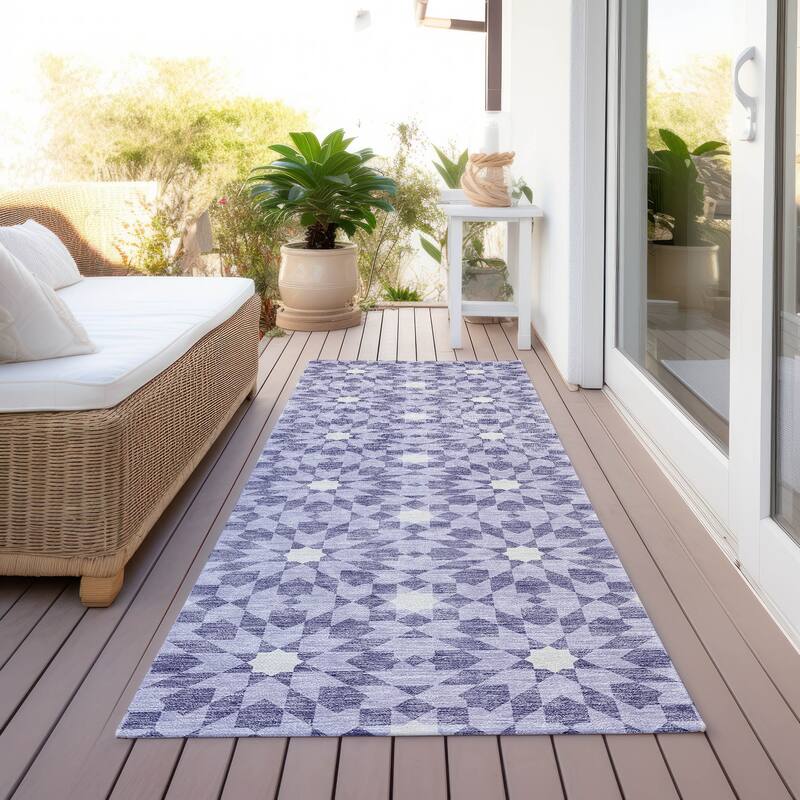 Machine Washable Indoor/ Outdoor Chantille Morrocan Boho Rug - Lilac - 2'3" x 7'6"