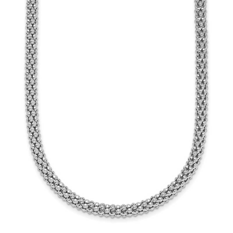 Curata 925 Sterling Silver Rhodium4.5mm Fancy Mesh Chain Necklace for Men