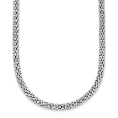 Curata 925 Sterling Silver Rhodium4.5mm Fancy Mesh Chain Necklace for Men