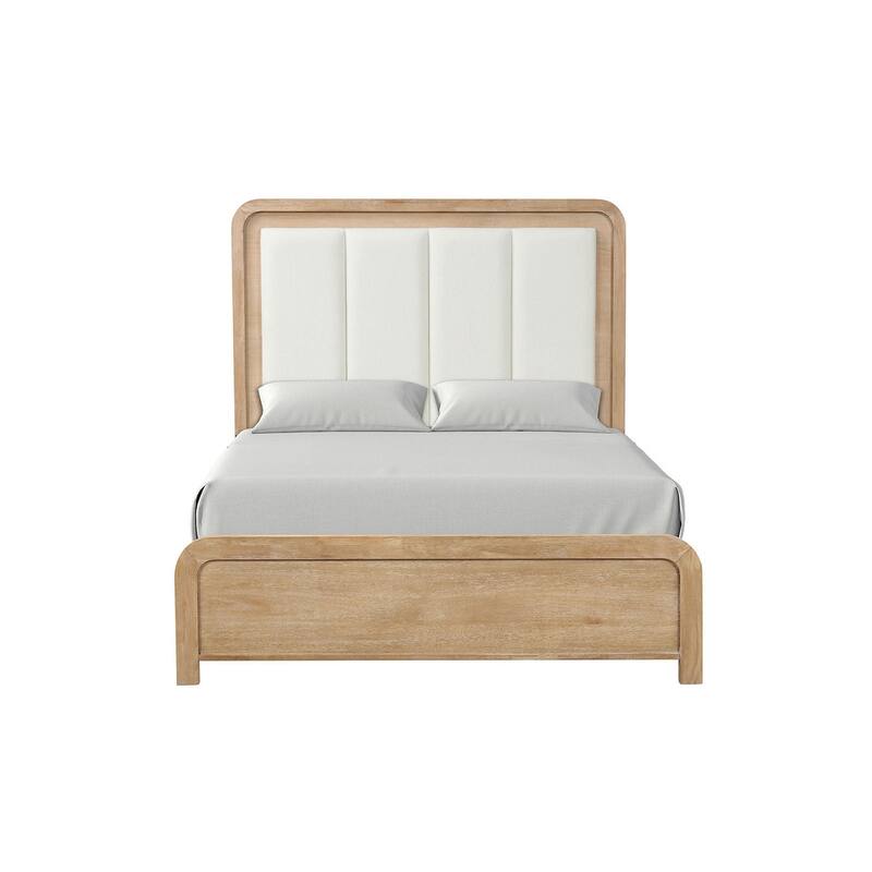 Modern Natural Finish Padded Headboard 1Pc Bed