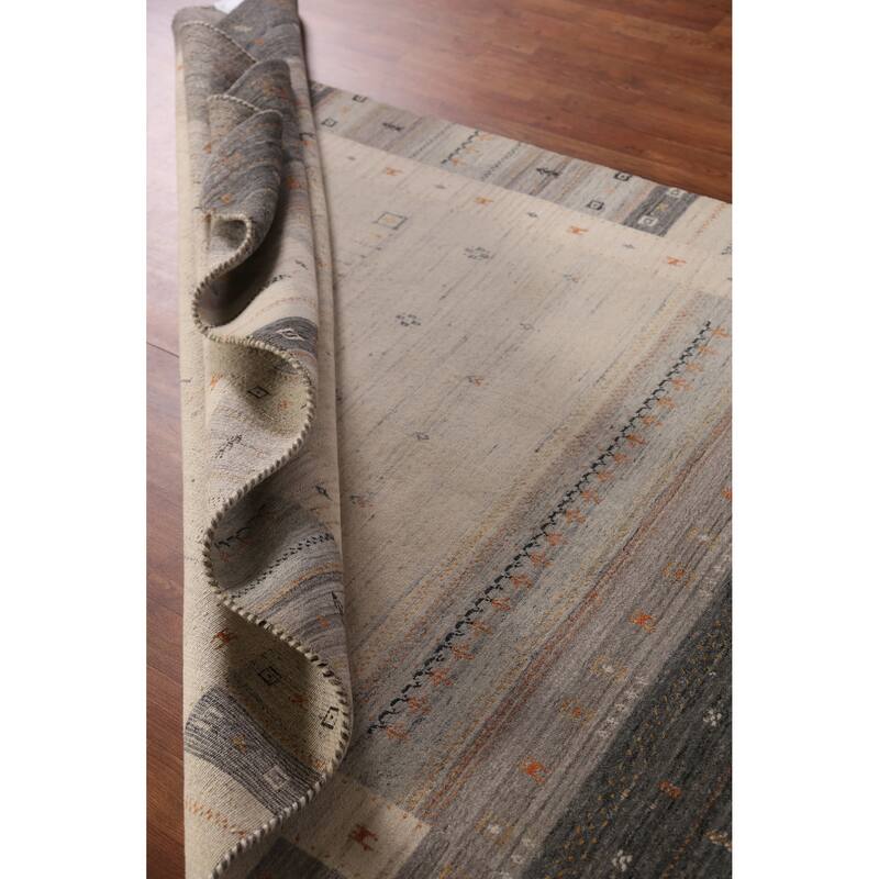 Tribal Beige Gabbeh Indian Area Rug Handmade Modern Wool Carpet - 5'4" x 7'7"