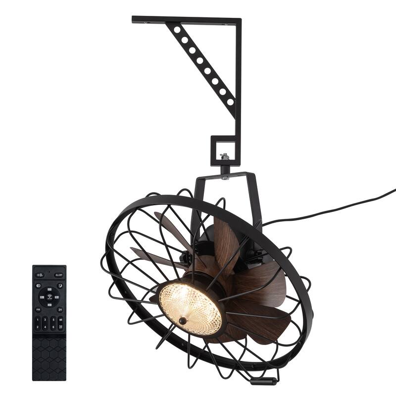 20" Industrial Wall Mount Ceiling Fans with Lights, LED Waterproof Caged Fan with Remote and APP Control - 20''