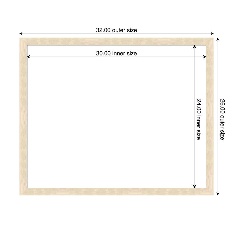Amanti Art Woodgrain Stripe Blonde Framed Dry Erase Magnetic Board - 32 x 26 in - Woodgrain Stripe Blonde