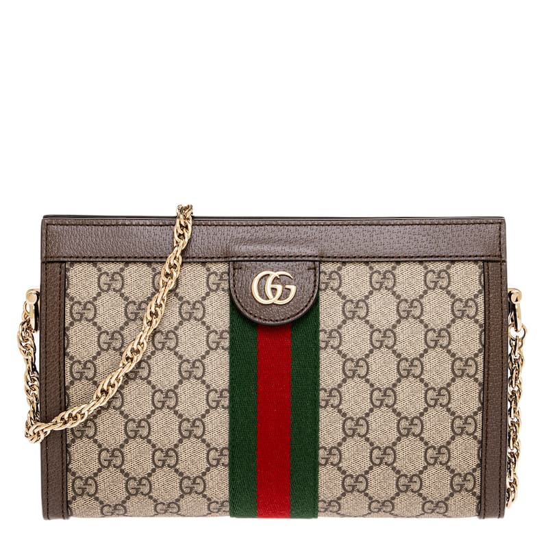 Ophidia Medium Shoulder Bag - Beige and Dark Brown