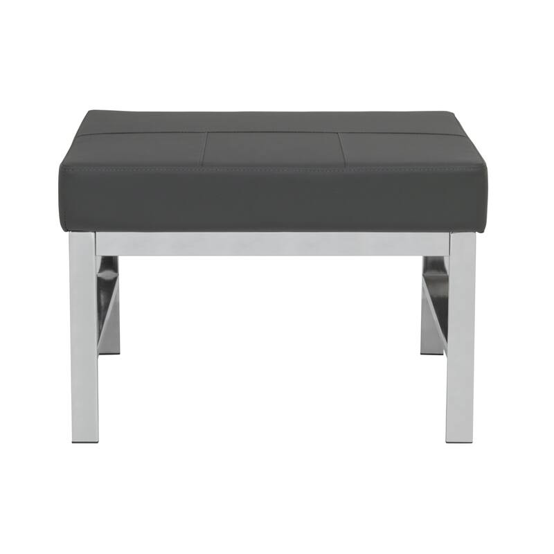 Atlas Mid Century Modern Metal and Leather Ottoman