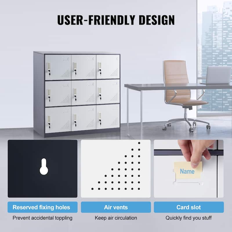 Metal Locker for Employees Storage Lockers for Home, School, Office, Gym - 35.4'' x 17.7'' x 37''