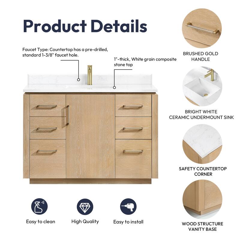 San Single Bath Vanity with Composite Stone Top and Mirror