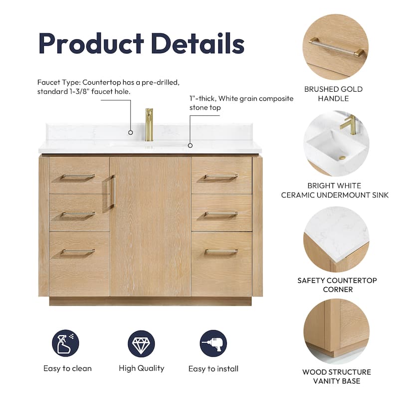 San Single Bath Vanity with Composite Stone Top without Mirror