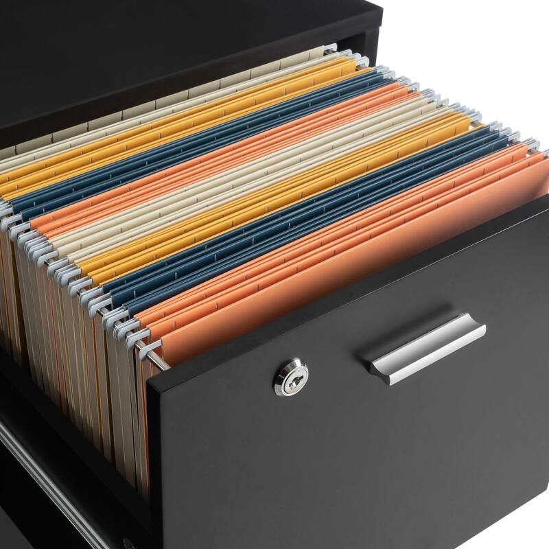 Lavish Home 2-Drawer File Cabinet with Lock and Rolling Wheels