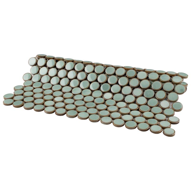 Merola Tile Hudson Penny Round Mint Green 11-7/8" x 12-5/8" Porcelain Floor and Wall Tile