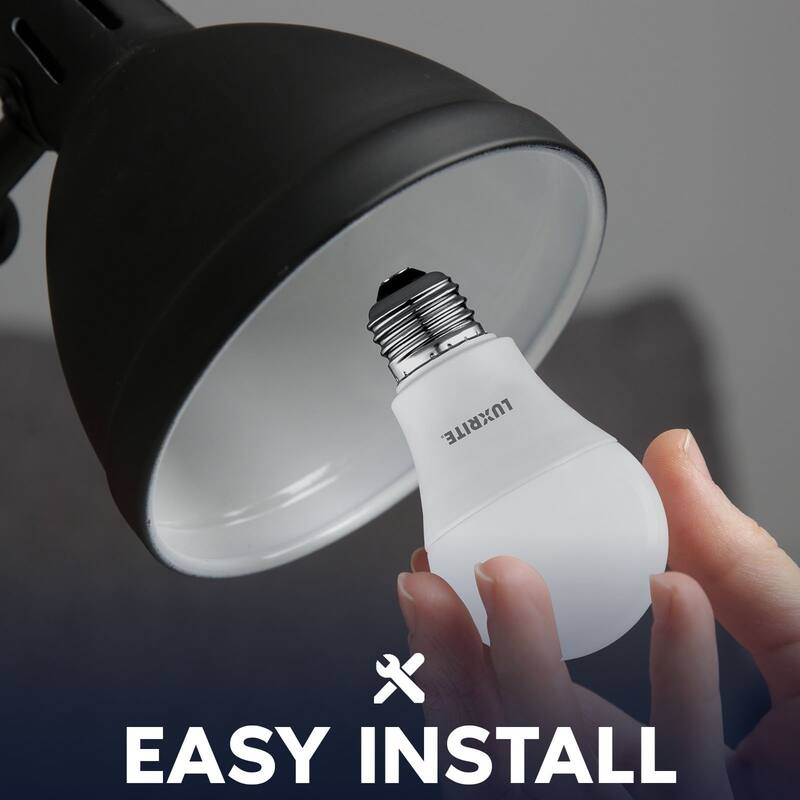Luxrite A19 LED Light Bulb 8W=60W Non-Dimmable 5000K 800LM E26 Base Damp Rated ETL Listed 8 Pack - Bright White 5000K