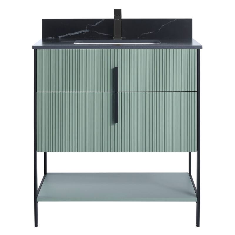 Fine Fixtures Serenity Modern Bathroom Vanity with Black Sintered Stone Top