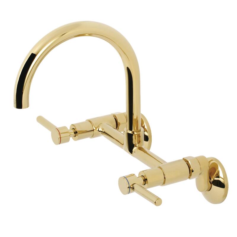 Kingston Brass Concord 8 in. Adjustable Center Wall Mount Kitchen Faucet - Polished Brass