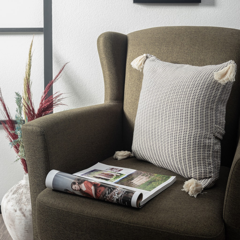 Sevita Transitional Stripes Turkish Cotton Throw Pillow.