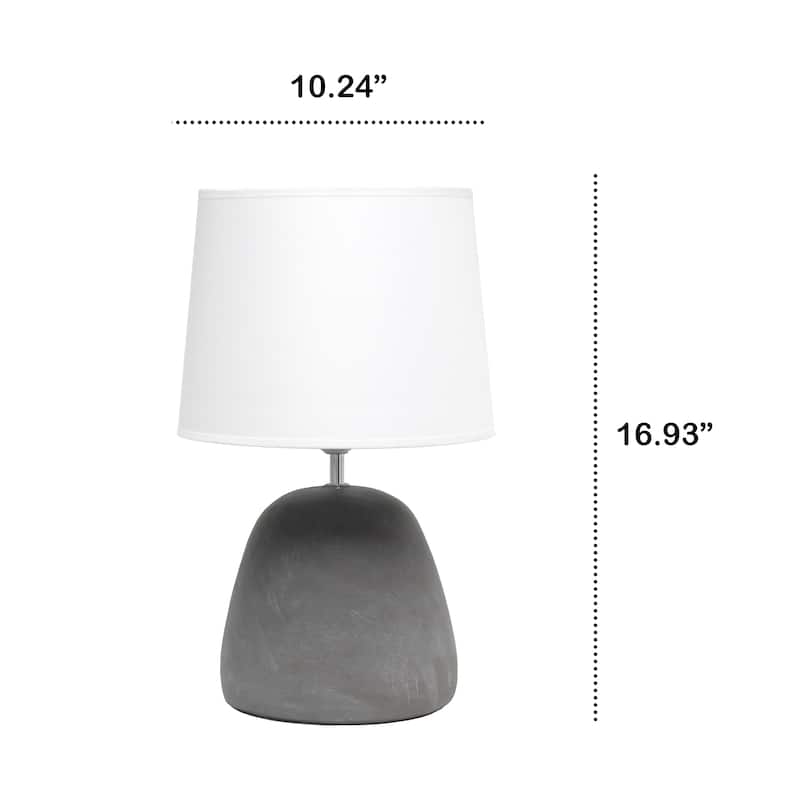 16.93" Organic Modern Concrete Table Lamp, For Living Room, Entryway, Bedroom, Minimalist Accent Lighting, Black Shade - WH