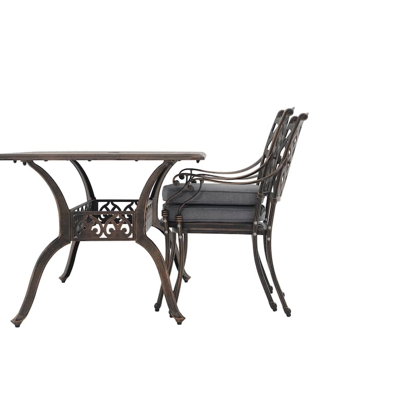 Aluminum 9-Piece Outdoor Rectangular Dining Set with Cushions & Umbrella hole