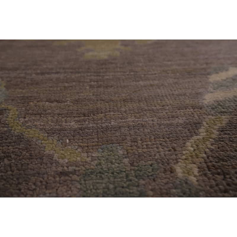 All-Over Gray Oushak Vegetable Dye Area Rug Handmade Wool Carpet - 9'0" x 11'11"