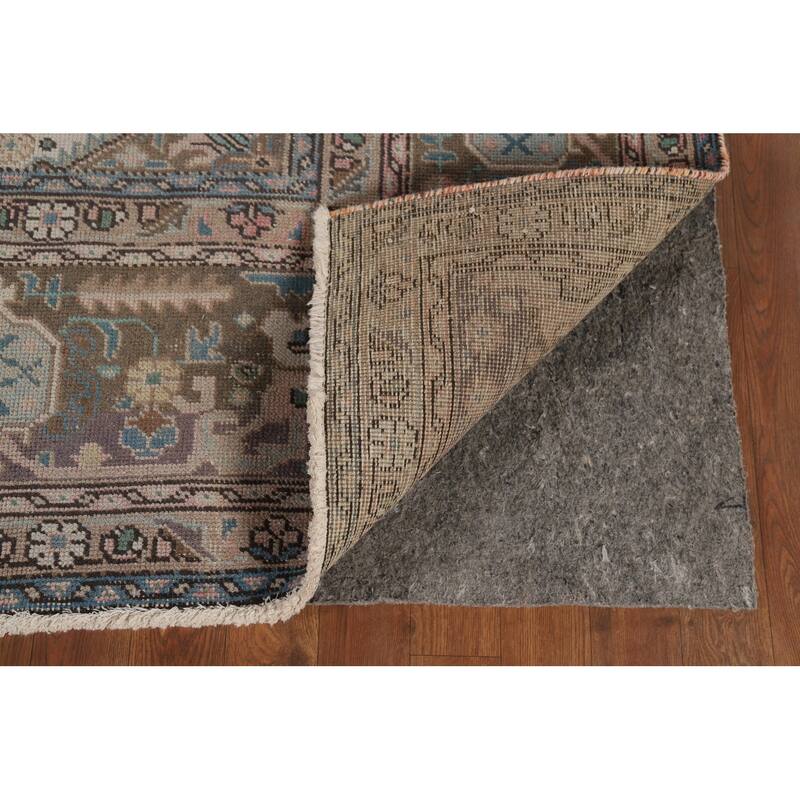 Distressed Pink Tabriz Vintage Persian Rug Hand-Knotted Wool Carpet - 9'2" x 12'8"