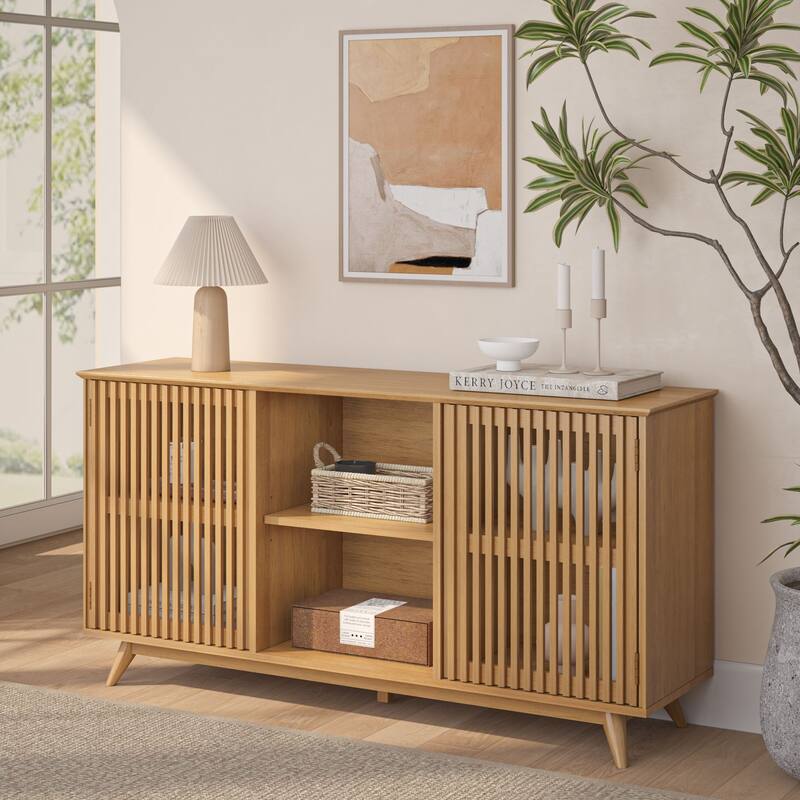 Plank and Beam Mid-Century Modern 2-Door Sideboard/TV Stand - Pecan