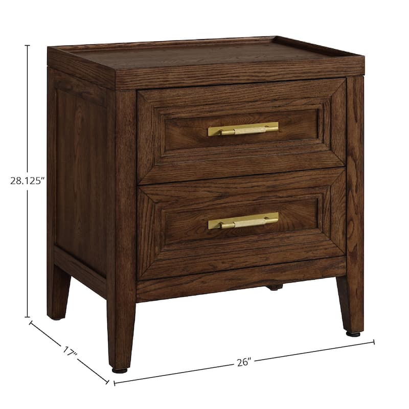Marlow 2-Drawer Wooden Nightstand, Sable