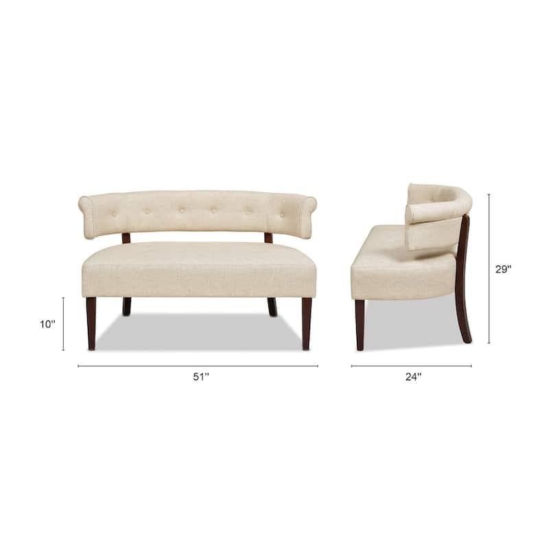 Jared 51" Modern Recessed Arm Tufted Bench Settee