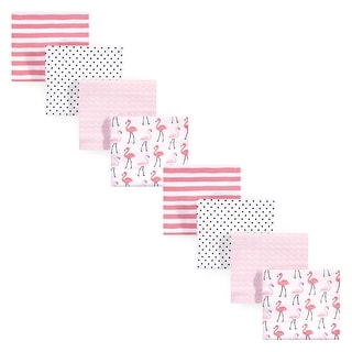 Hudson Baby Infant Girl Cotton Flannel Receiving Blankets Bundle Set, Pink Flamingos 8-Pack, One Size