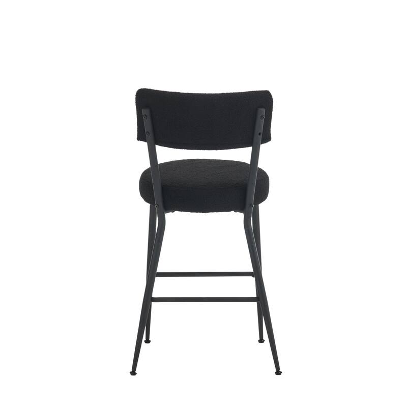 Set of 4 modern teddy fabric upholstered bar stools