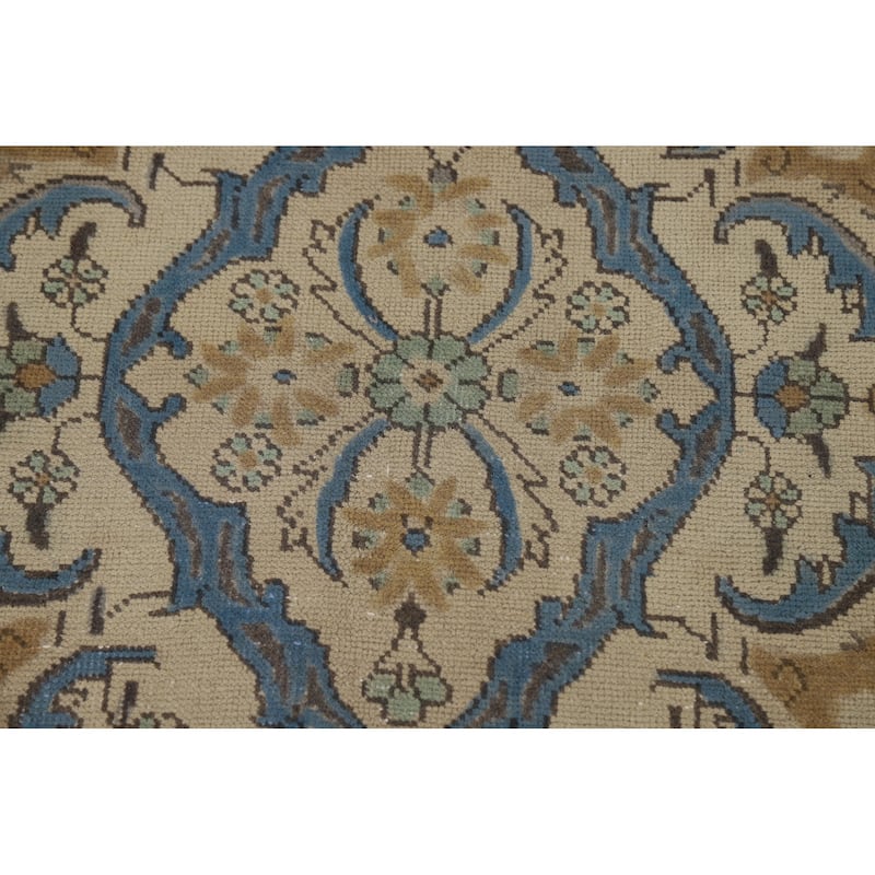 Blue Medallion Tabriz Persian Rug Hand-Knotted Oriental Wool Carpet - 9'6"x 12'8"