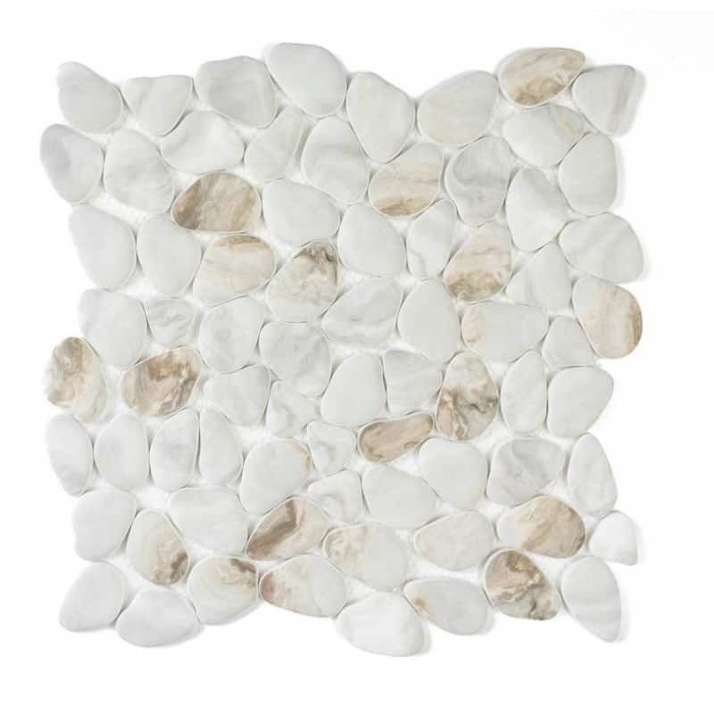 Huron Rock 12x12 Matte Glass Pebble Mosaic Tile - Floor, Wall, Backsplash
