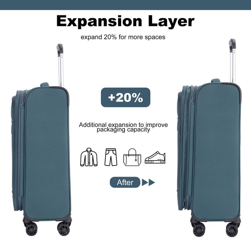Durable 3-Piece Polyester Luggage Set (18" Carry-On, Travel Bag, Toiletry Bag) with 360° Spinner Wheels