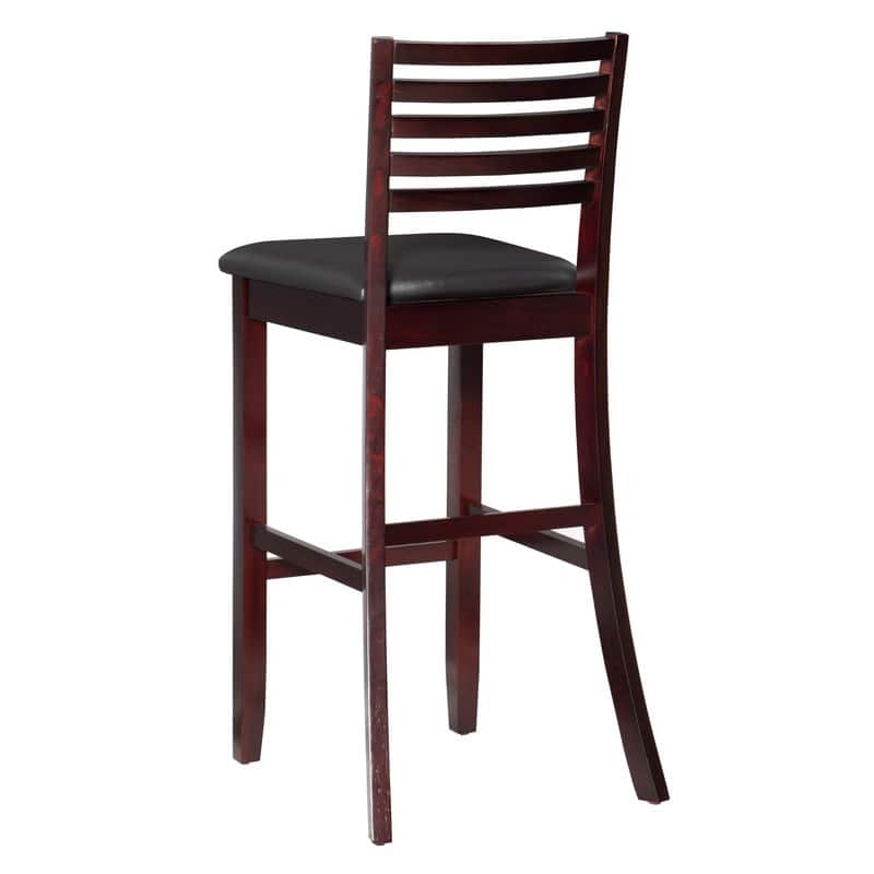 Linon Pitchfork Espresso Ladder Back Bar Stool