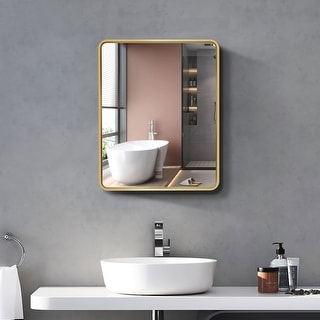 Modern Gold Wall Mount Bathroom Mirror Medicine Cabinet - Bed Bath ...