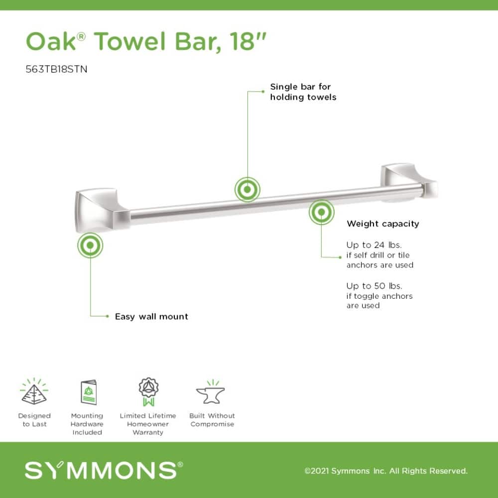 Symmons 563TB18 Oak 18" Towel Bar