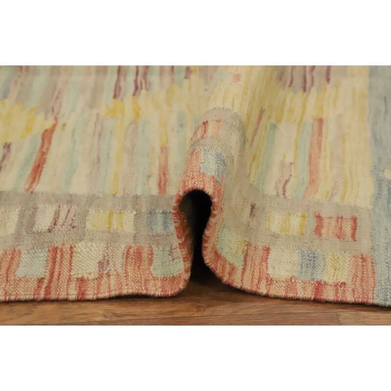 Hand Woven Oriental 100% Wool Carpet Southwestern Tribal Multi-Colored Kilim Area Rug - 5' 4'' X 3' 3''