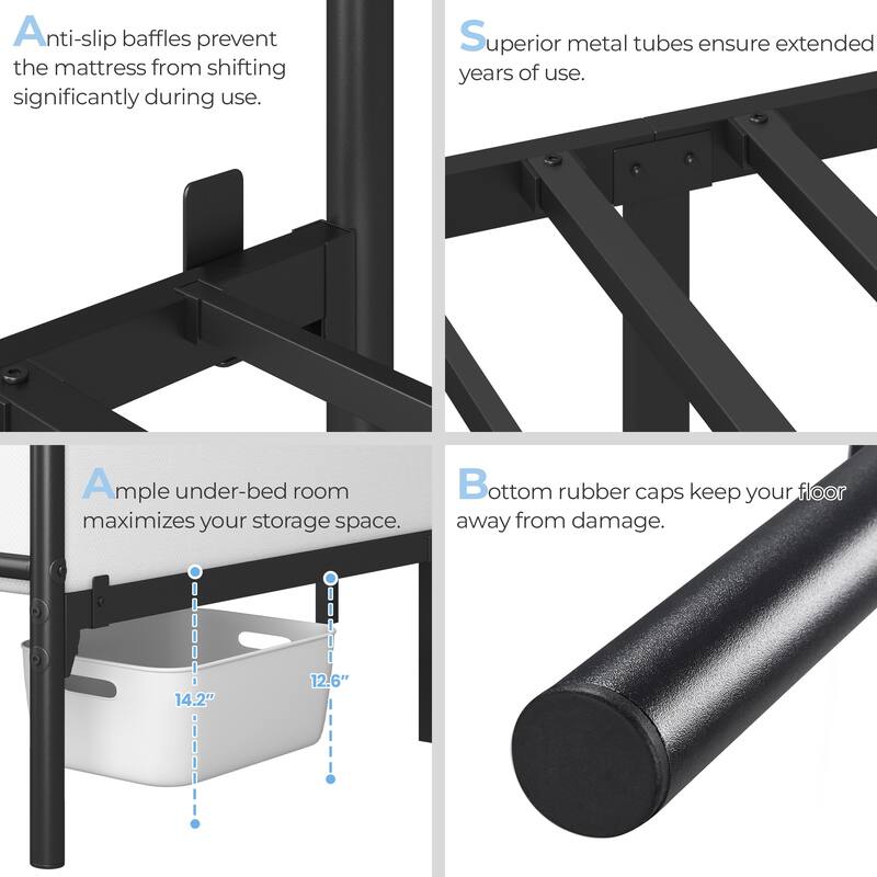 Yaheetech Metal Bed Frame Mattress Foundation with Headboard and Footboard