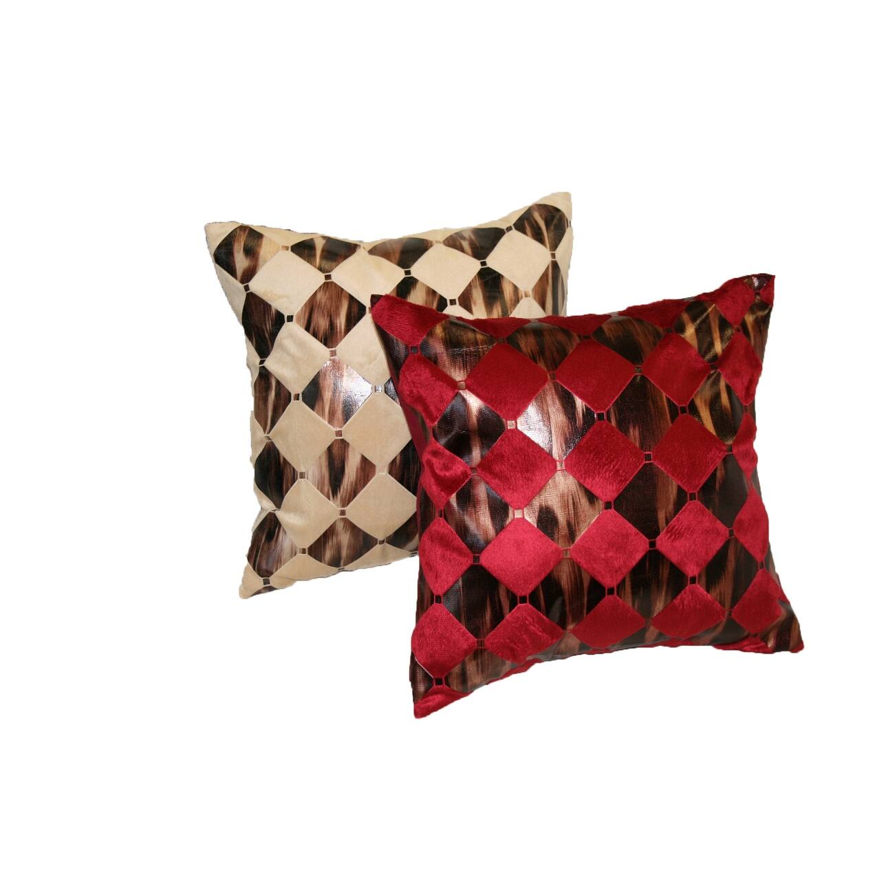 Violet Linen Velvet Hexagon Design Decorative Cushion Cover Bed Bath