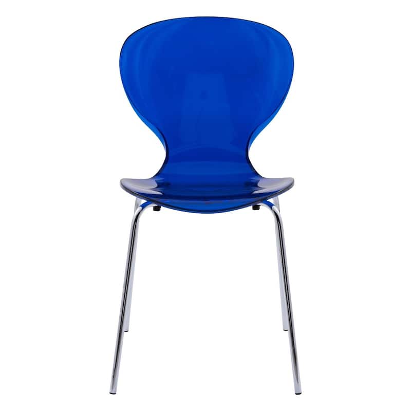 Stackable Plastic Dining Chair with Chrome Legs Set of 4 Transparent Accent Side Chair for Indoor and Outdoor